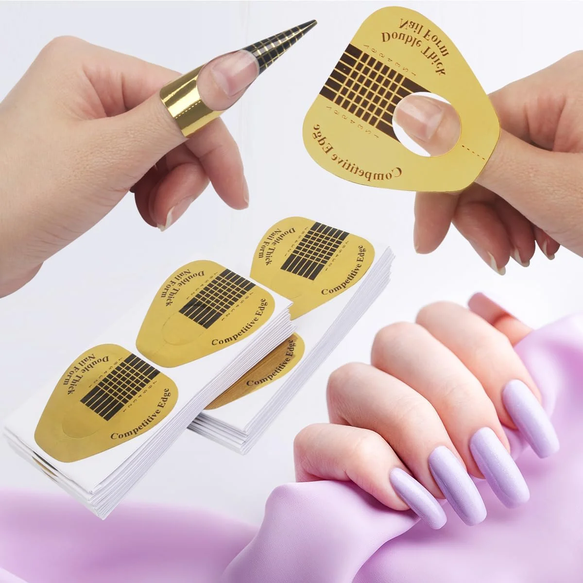 ۲۰۰ عدد فرم ناخن برای ژل سازنده، فرم های اکستنشن ناخن خود چسب برای DIY در خانه لوازم هنری ناخن حرفه ای