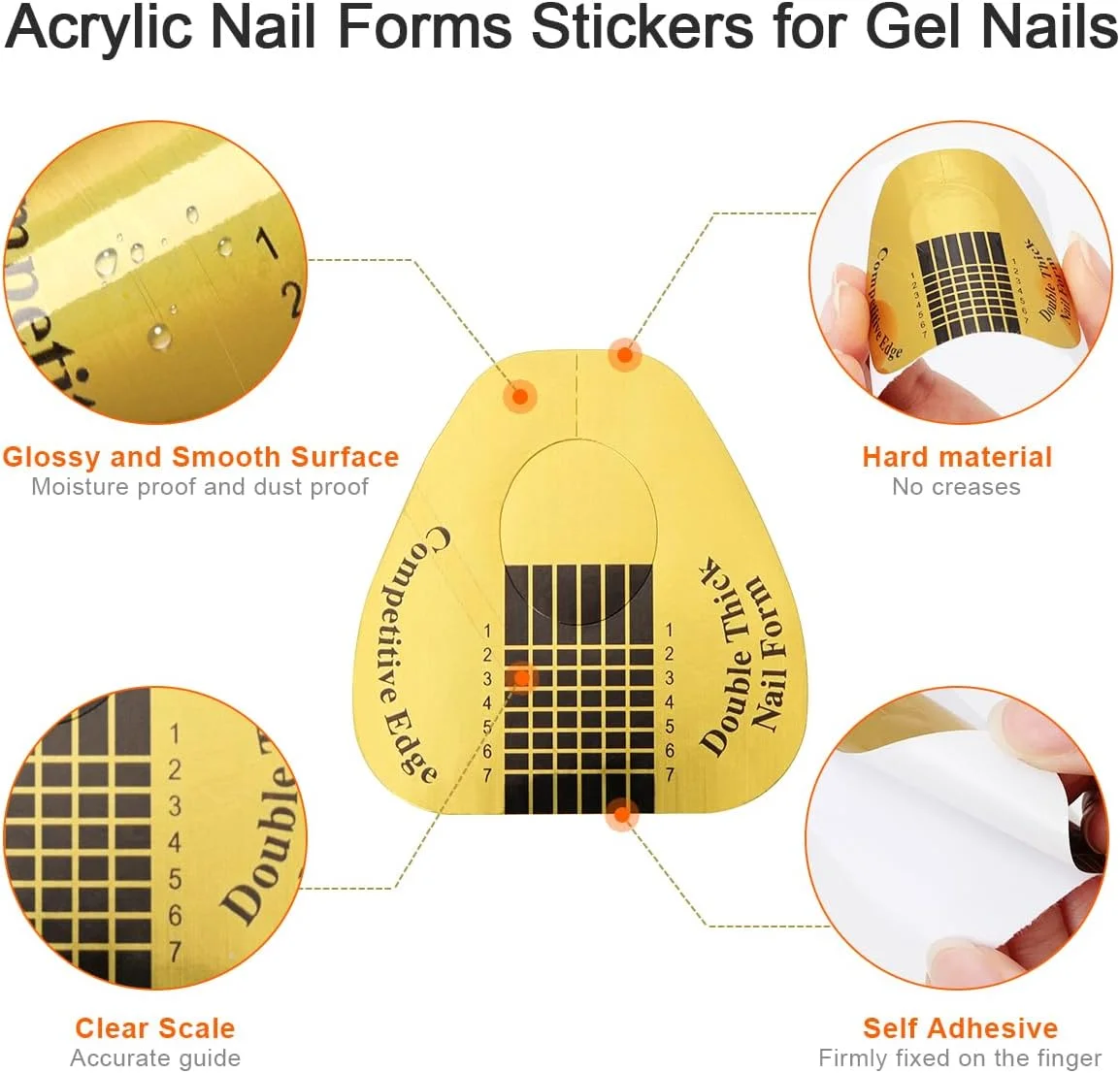 ۲۰۰ عدد فرم ناخن برای ژل سازنده، فرم های اکستنشن ناخن خود چسب برای DIY در خانه لوازم هنری ناخن حرفه ای
