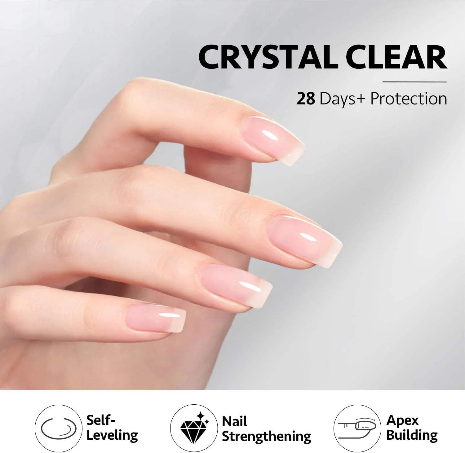 ژل بیلدر ناخن شفاف GAOY، تقویت کننده ناخن در بطری، ژل سخت اکستنشن ناخن، خشک شدن با اشعه UV با ماندگاری طولانی، نیاز به بیس کت و تاپ کت، 2 عدد 16 میلی لیتر