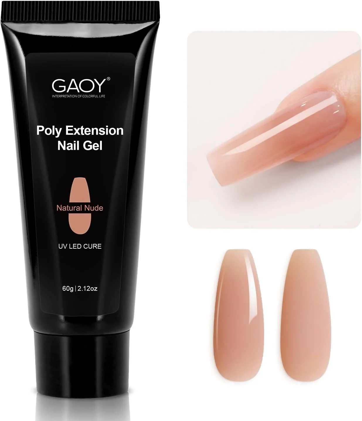 ژل پلی GAOY، ژل اکستنشن ناخن 60 گرمی، ژل سازنده طبیعی رنگ پوست برای مبتدیان و حرفه ای ها، مناسب طراحی ناخن در خانه و سالن