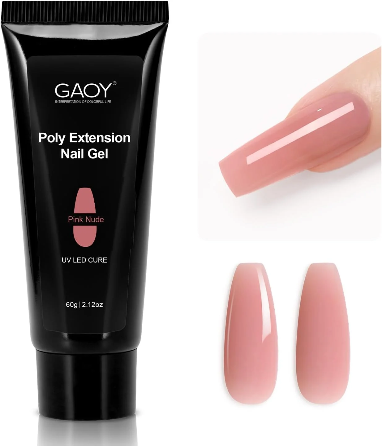 ژل پلی ناخن GAOY، ژل اکستنشن ناخن 6۰ گرمی، تقویت کننده صورتی هلویی برای مبتدیان و حرفه ای ها، مناسب برای طراحی ناخن در خانه و سالن