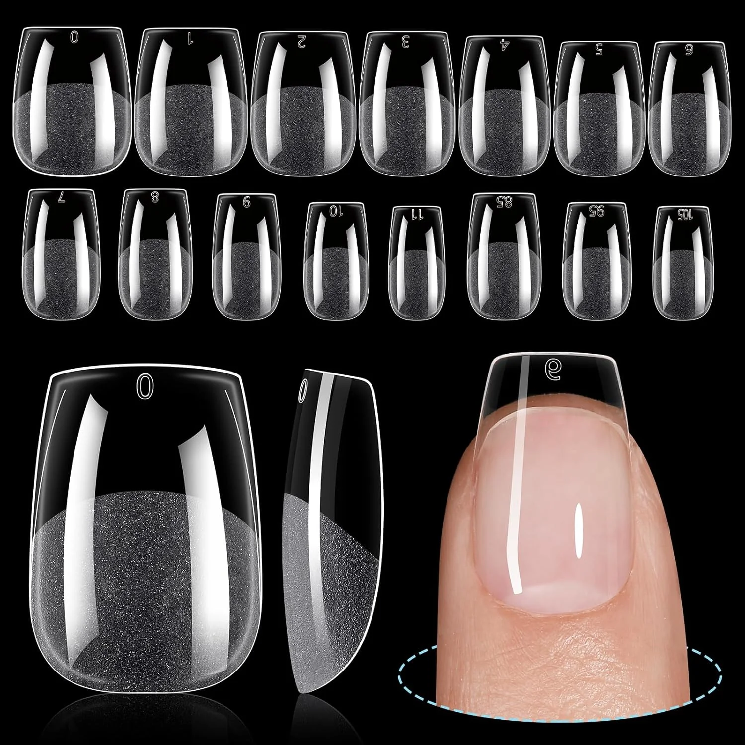 تیپ ناخن کوتاه تابوتی TOMICCA، ۲۴۰ عدد، پوشش کامل، تیپ ژلی، تیپ ناخن اکریلیک نرم برای کاشت ناخن، ۱۵ سایز، تیپ ژلی فیک متوسط مات از قبل آماده شده