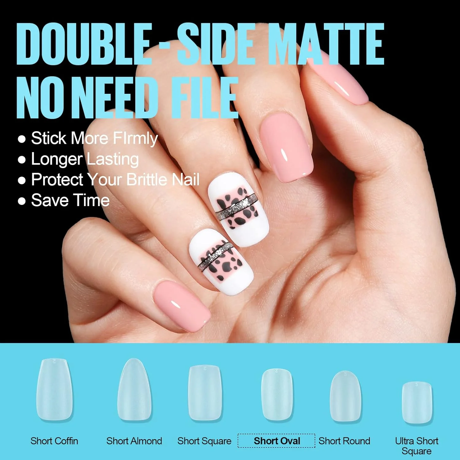 تیپ ناخن بیضی TOMICCA، 15 سایز، ژل نرم مات کامل، 360 عدد، از پیش فرم داده شده، بدون نیاز به سوهان ناخن و لایه پایه، پوشش کامل برای کاشت ناخن