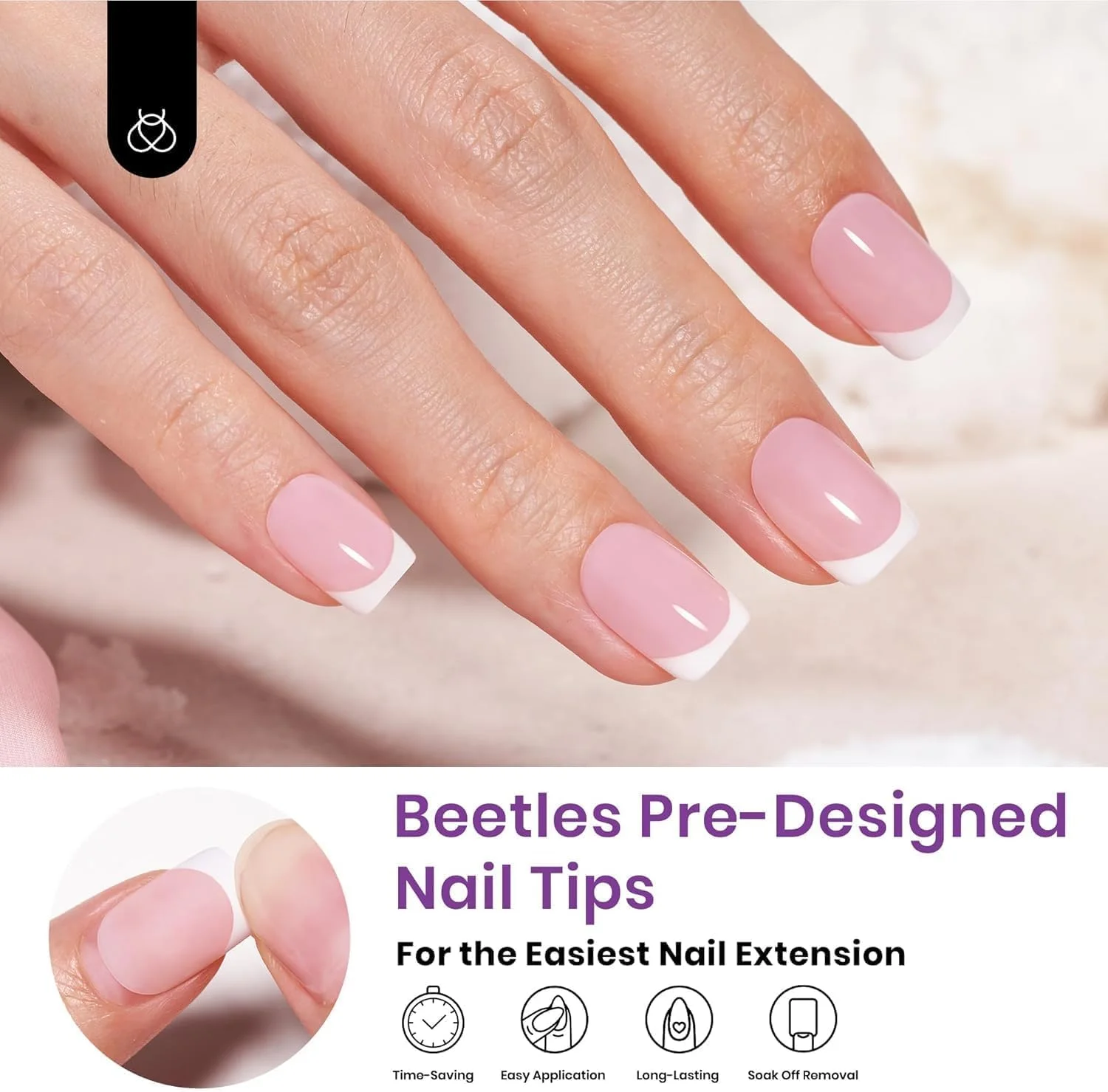 ناخن مصنوعی ژلی بیتلز، 210 عدد نوک مربعی خیلی کوتاه صورتی رنگ، بدون نیاز به سوهان، مناسب برای طراحی ناخن در منزل ناخن مصنوعی ژلی بیتلز، 210 عدد نوک مربعی خیلی کوتاه صورتی رنگ، بدون نیاز به سوهان، مناسب برای طراحی ناخن در منزل