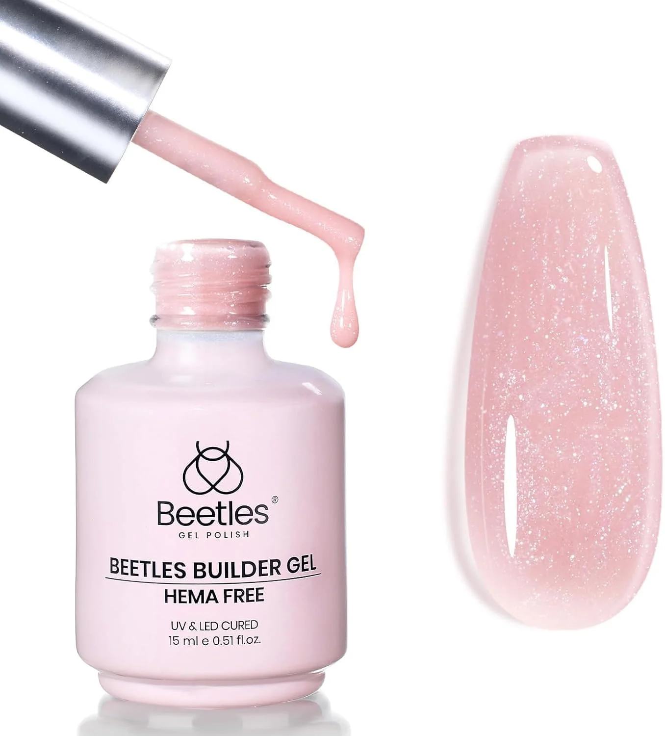 ژل بیلدر Beetles، اکلیل برهنه، 7 در 1 بدون HEMA برای ناخن، تقویت کننده، بطری، کیت ضخیم کننده و ترمیم کننده، هدیه زیبایی برای زنان