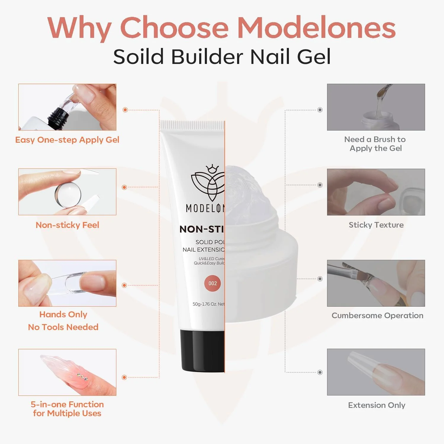 ژل سخت مدلاونز برای ناخن، ژل اکستنشن پلی غیر چسبنده و ارتقا یافته، رنگ برهنه برای مجسمهسازی و قالبگیری هنری سه بعدی، مناسب برای مبتدیان - 50 گرم ژل سخت مدلاونز برای ناخن، ژل اکستنشن پلی غیر چسبنده و ارتقا یافته، رنگ برهنه برای مجسمهسازی و قالبگیری هنری سه بعدی، مناسب برای مبتدیان - 50 گرم