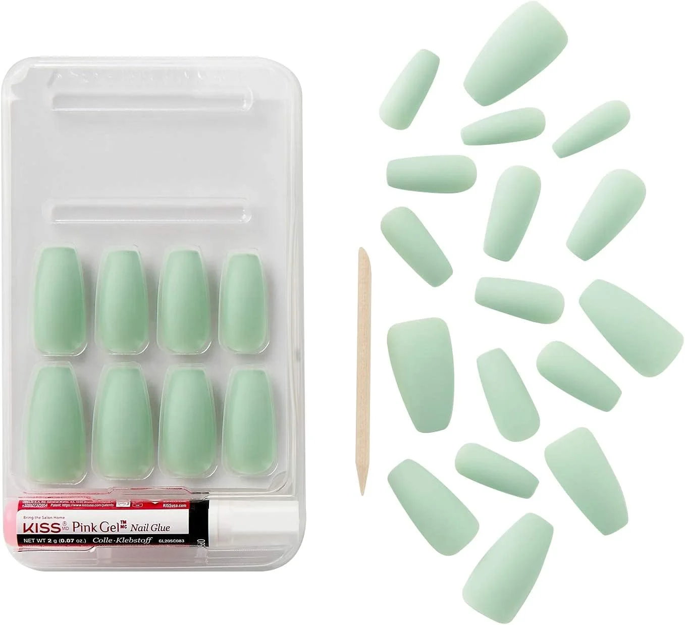 ناخن مصنوعی بلند با پوشش کامل گلد فینگر کیس، 24 عدد