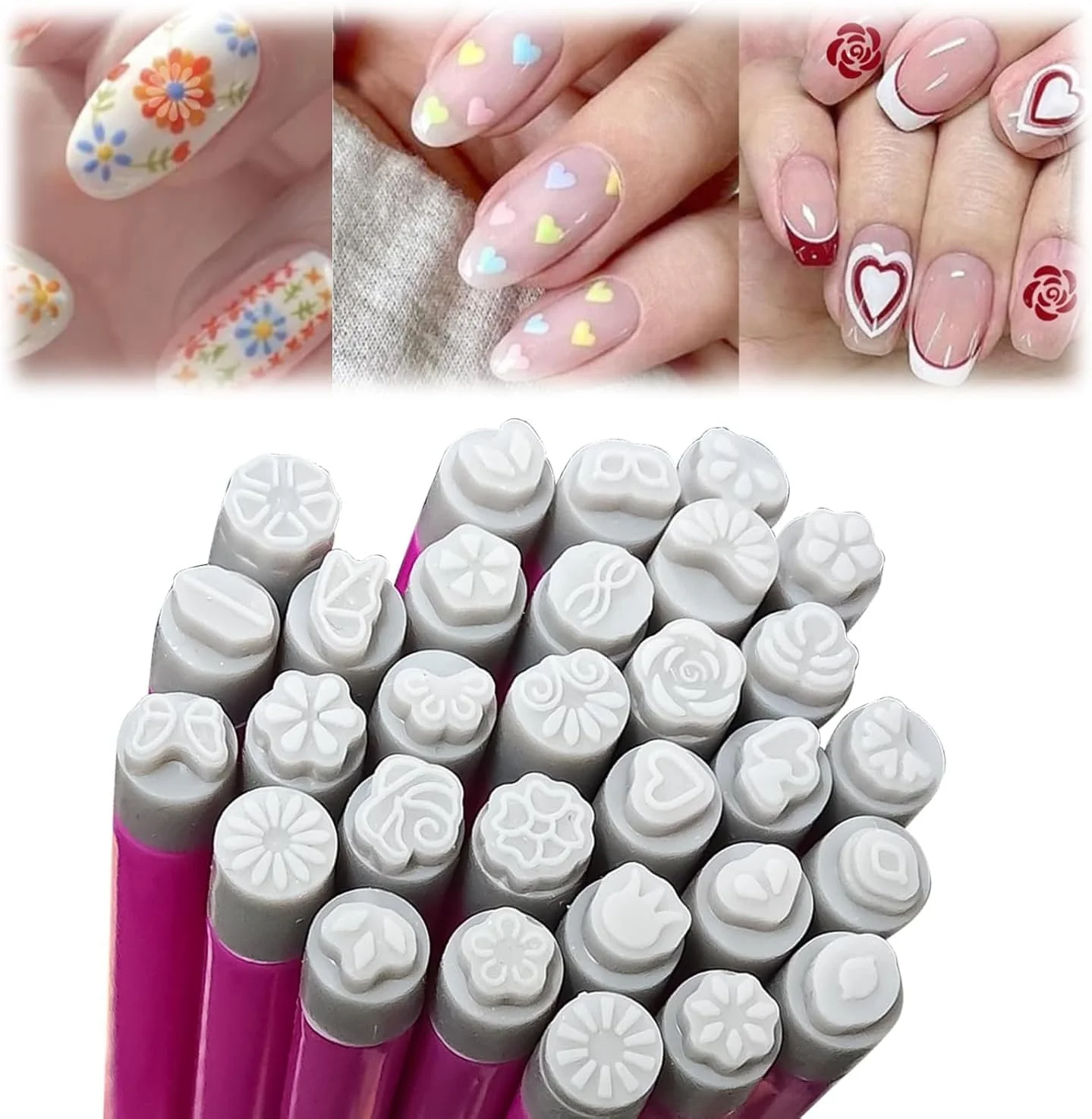 ست قلم استامپ طراحی ناخن یلاجوی - 30 تکه ابزار حرفه ای مانیکور با طرح های گل و پروانه، کیت مهر زنی سریع 3 ثانیه ای ناخن برای استفاده آسان مبتدیان و سالن ها