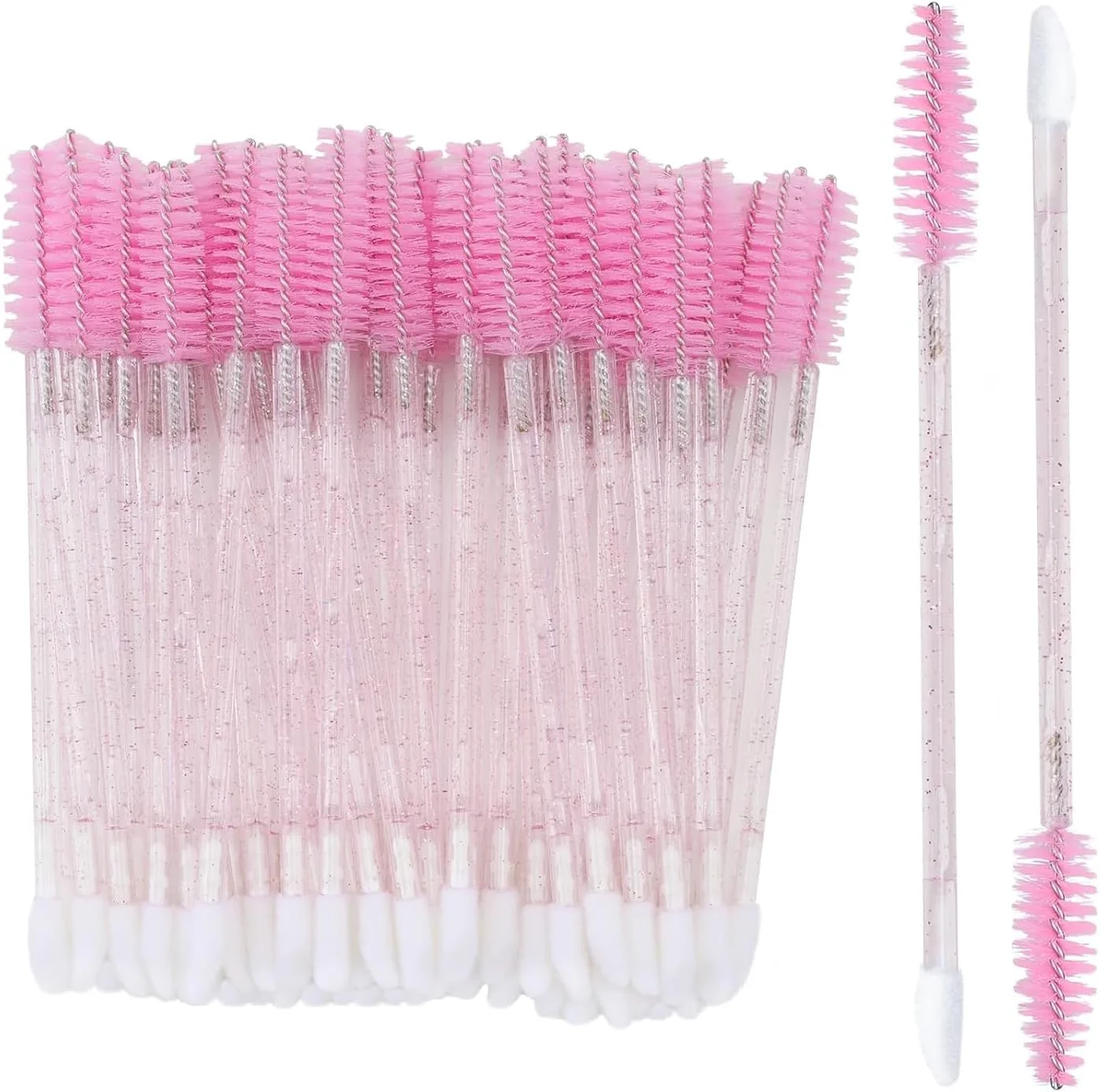 یلاجوی 100 عدد براش مژه و لب، براش اکستنشن مژه دو سر، برس ریمل صورتی و اپلیکاتور رژ لب، براش آرایشی قابل حمل برای ابرو، براق کننده لب و اکستنشن مژه