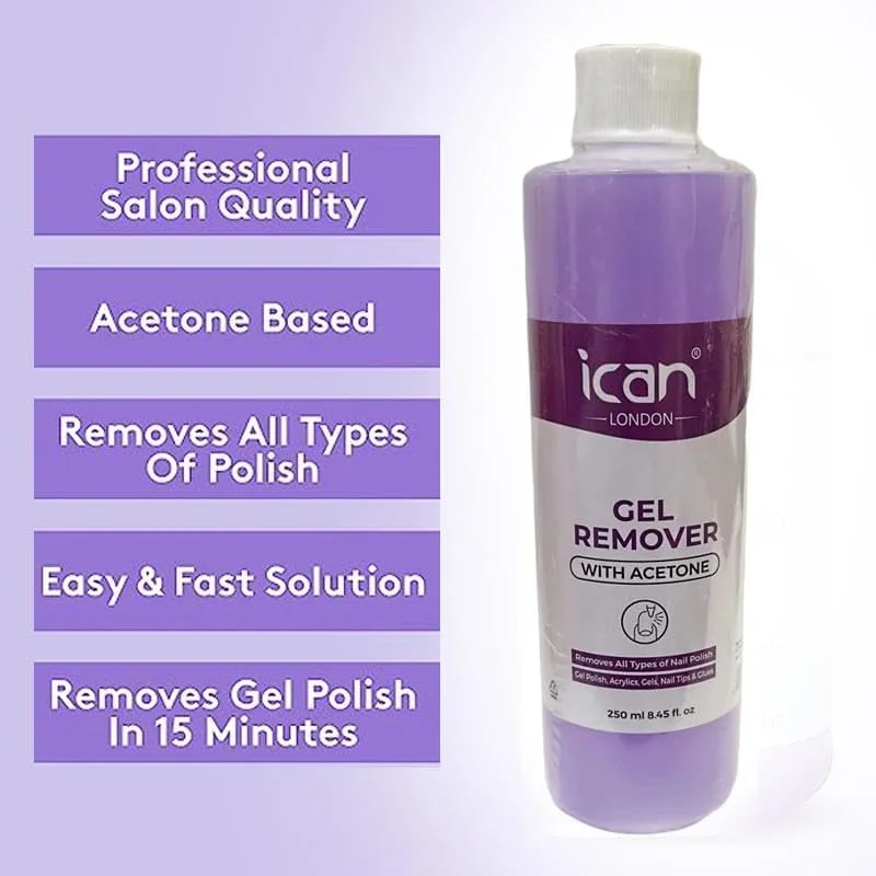 محلول پاک کننده لاک ژل آیکان لندن، پاک کننده لاک ناخن UV LED سالنی 250 میلی لیتر