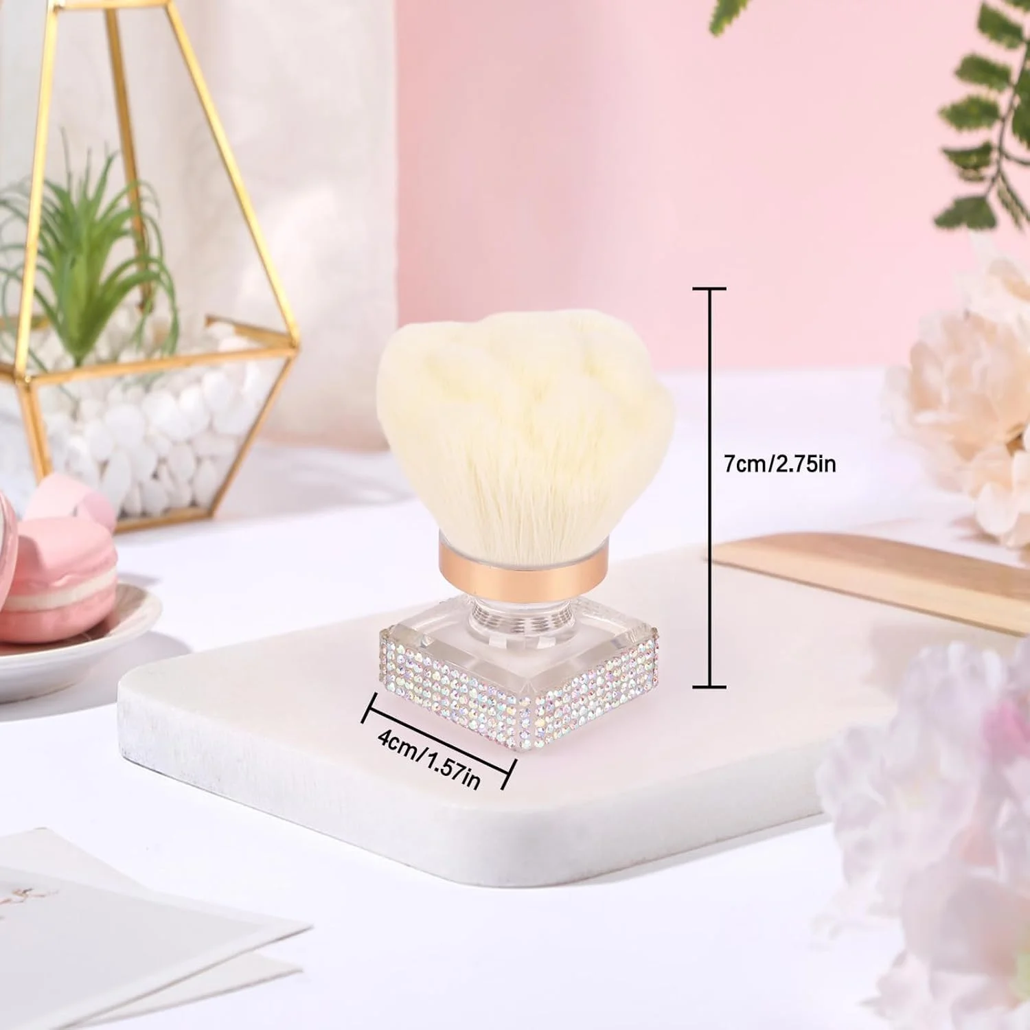 برس گردگیری ناخن YelaJoy، برس آرایشی نگین دار درخشان، برای لوازم نظافت ناخن، برس های هنری طرح گل اکریلیک (سفید)