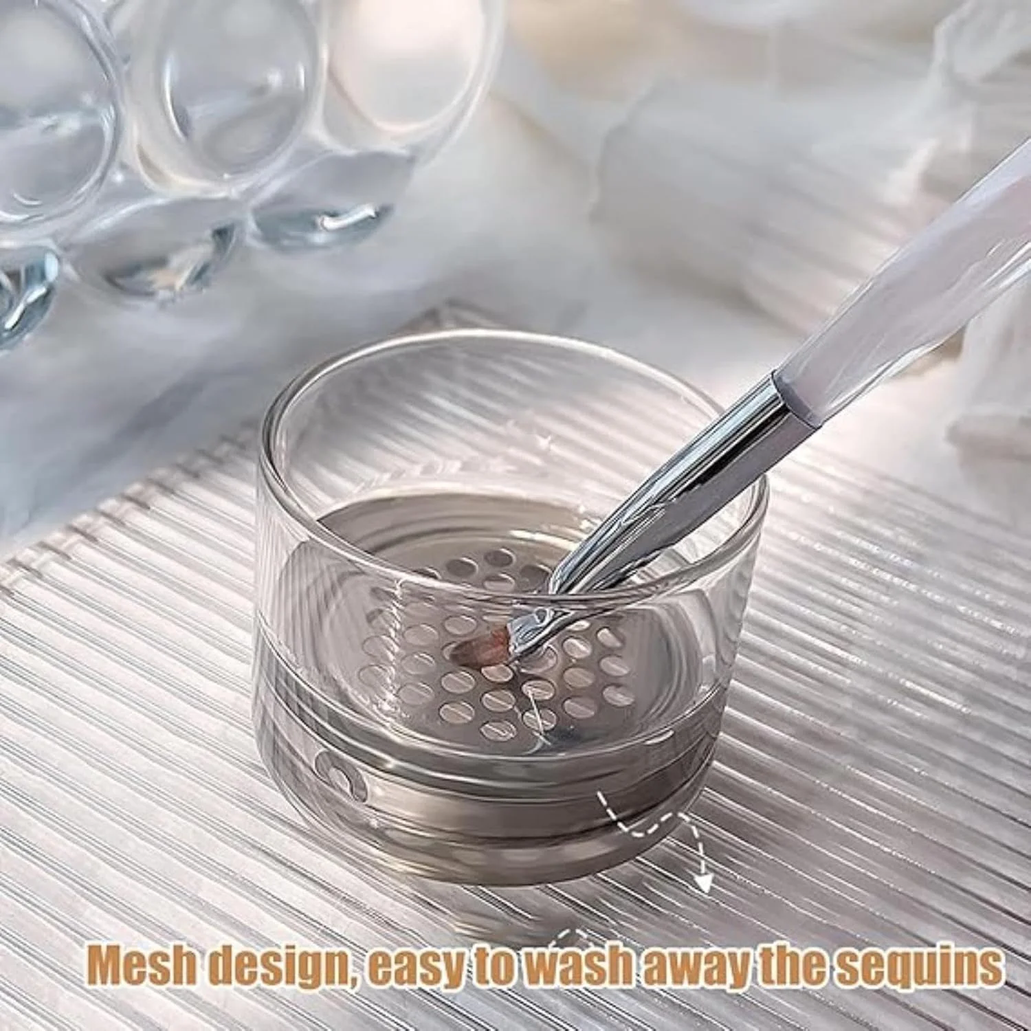 لیوان شستشوی برس ناخن یلاجوی، ظرف دَپِن برای ناخن های اکریلیک، لیوان شستشوی برس ناخن لایه ای با درب