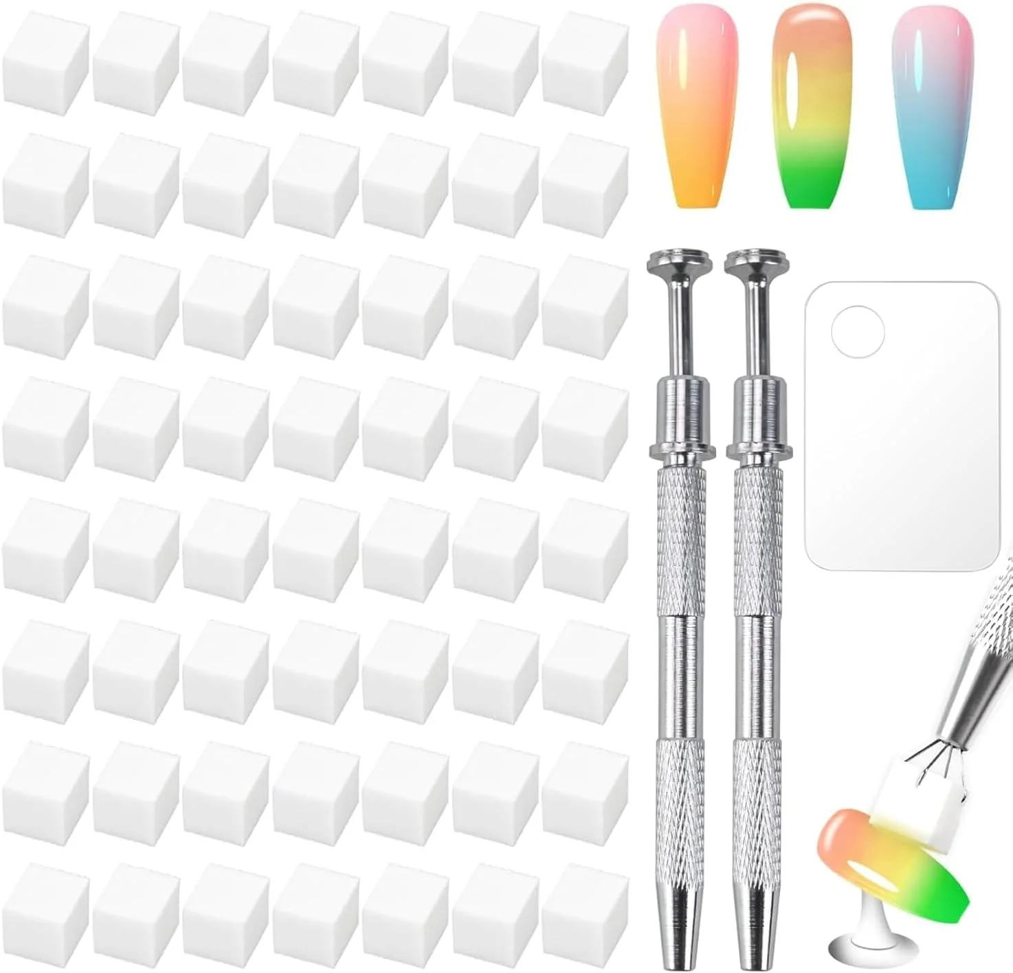 پدهای نرم طراحی ناخن تزویق برای آمبره، پدهای سفید طراحی ناخن به همراه قلم گیره دار، پالت اکریلیک برای لوازم جانبی برس قوس دار گرادیانی برای سالن و خانه، 200 عدد