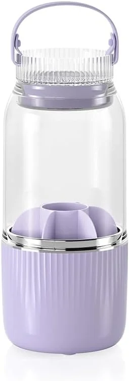 جا براش آرایشی چرخشی 360 درجه تزویق، سازمان دهنده لوازم آرایشی پلاستیکی بنفش با عملکرد تمیز کردن و خشک کردن، لوازم آرایشی، براش صورت، لاک ناخن، لوازم هنری، سازمان دهنده رومیزی میز آرایش خانگی