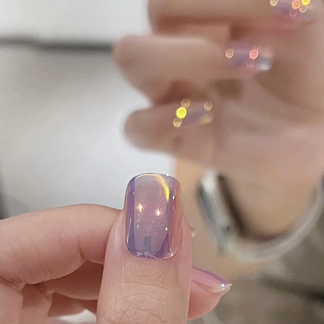 ناخن مصنوعی مربعی 24 عددی تزویق، ناخن مصنوعی کوتاه کروم طلایی، ناخن مصنوعی اکریلیک آینه ای براق کروم بنفش کوتاه مربعی برای هنر مانیکور زنانه ناخن مصنوعی مربعی 24 عددی تزویق، ناخن مصنوعی کوتاه کروم طلایی، ناخن مصنوعی اکریلیک آینه ای براق کروم بنفش کوتاه مربعی برای هنر مانیکور زنانه