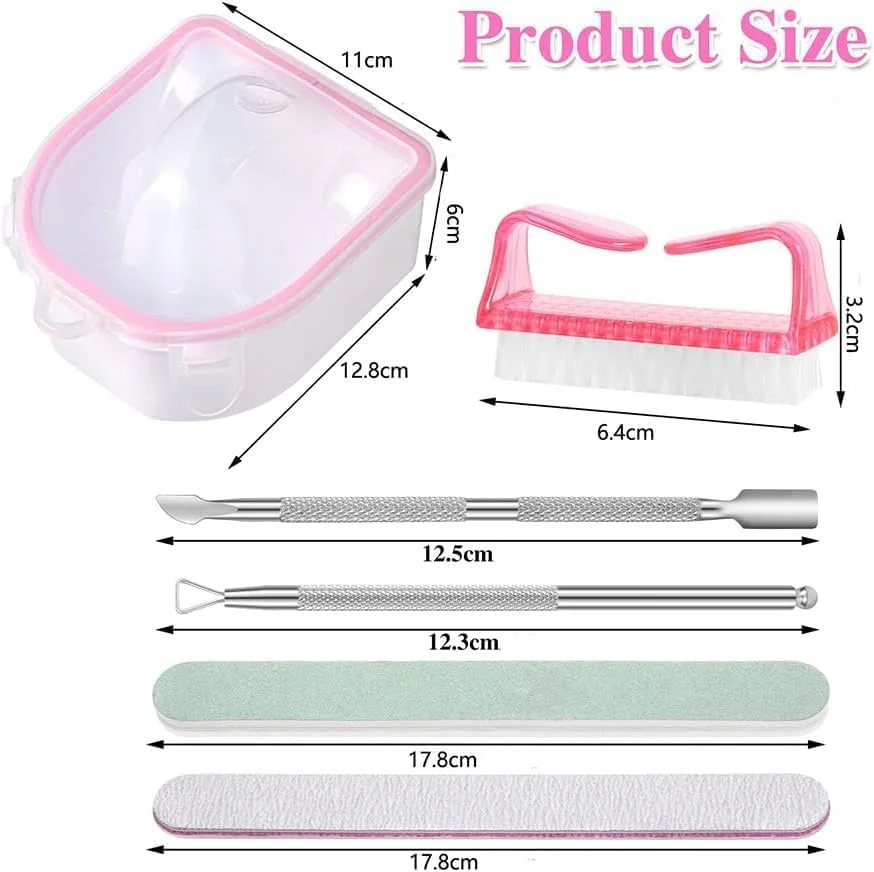 کاسه خیساندن ناخن تزویق، مجموعه 7 عددی کاسه ریموور لاک ژل با ابزار طراحی ناخن برای سالن اسپا یا استفاده خانگی شامل عقب زننده کوتیکول، لایه بردار کوتیکول، سوهان ناخن کاسه خیساندن ناخن تزویق، مجموعه 7 عددی کاسه ریموور لاک ژل با ابزار طراحی ناخن برای سالن اسپا یا استفاده خانگی شامل عقب زننده کوتیکول، لایه بردار کوتیکول، سوهان ناخن