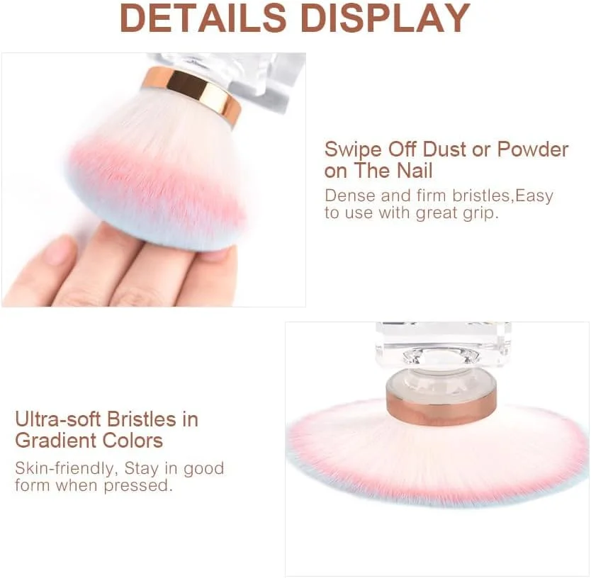 برس گردگیری ناخن تزویق، برس پاک کننده گرد و غبار طراحی ناخن، برس پاک کننده گرد و غبار مانیکور طراحی ناخن برای ابزار برس آرایشی پاک کننده ناخن