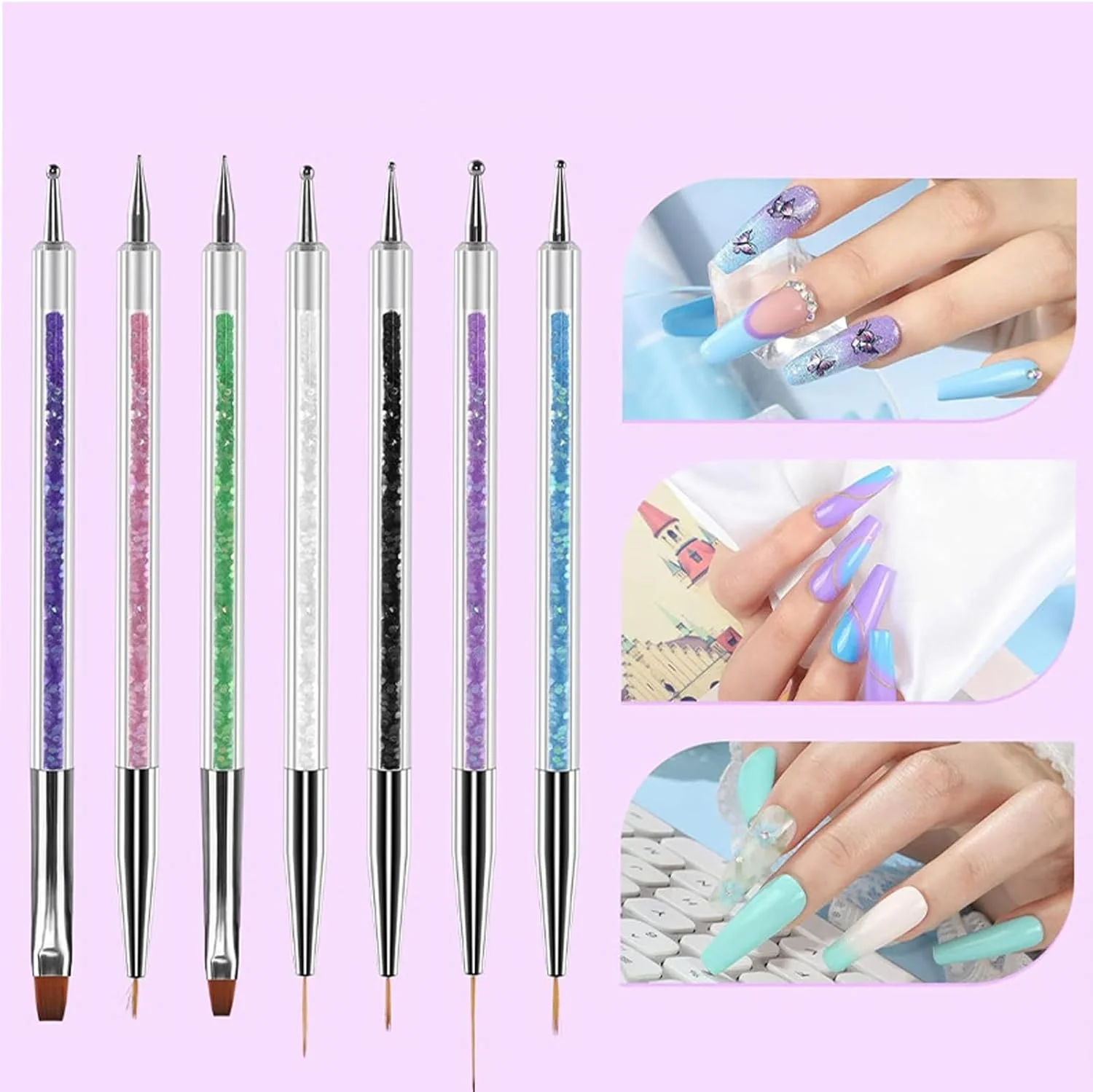 ست قلم طراحی ناخن تزویق، ۹ تکه شامل قلم لاینر و قلم نقطه گذاری، مناسب استفاده خانگی و سالن های حرفه ای، دسته های براق، ابزار طراحی آسان برای مبتدیان و طراحی های DIY ست قلم طراحی ناخن تزویق، ۹ تکه شامل قلم لاینر و قلم نقطه گذاری، مناسب استفاده خانگی و سالن های حرفه ای، دسته های براق، ابزار طراحی آسان برای مبتدیان و طراحی های DIY