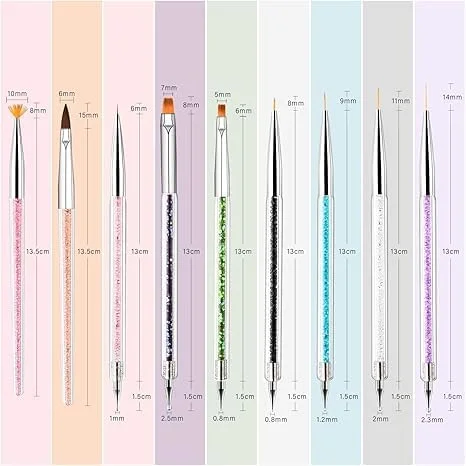 ست قلم مو طراحی ناخن تزویق، ست نقطه گذاری طراحی ناخن برای منزل و سالن حرفه ای (9 عدد) ست قلم مو طراحی ناخن تزویق، ست نقطه گذاری طراحی ناخن برای منزل و سالن حرفه ای (9 عدد)