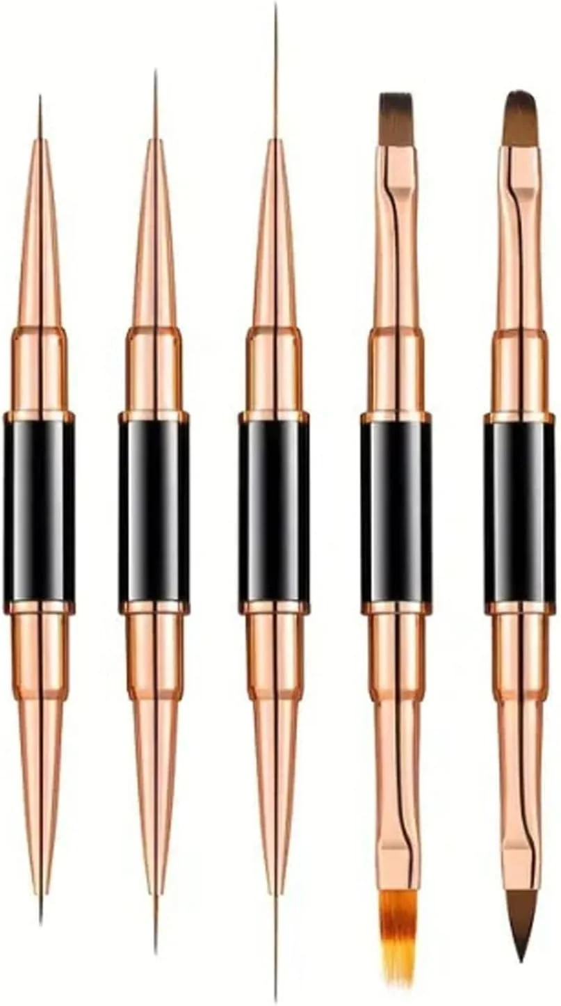 مجموعه قلموهای طراحی ناخن آکریلیک دو سر تزویق، قلم نقطه گذاری ناخن، برای استفاده آکریلیک در سالن، قلم طراحی هنر ناخن لاک ژل، ابزارهای نقاشی قلمو خطی هنر ناخن، برای مانیکور خانگی