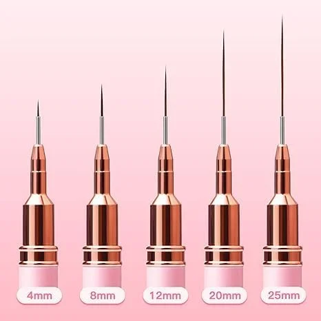 قلم طراحی ناخن فلزی تزویق، ست قلم موی خطوط ظریف، قلم طراحی هنر لاک ژل UV، مناسب برای خطوط بلند، جزئیات ظریف و نقاشی دقیق (صورتی، 5 عدد) قلم طراحی ناخن فلزی تزویق، ست قلم موی خطوط ظریف، قلم طراحی هنر لاک ژل UV، مناسب برای خطوط بلند، جزئیات ظریف و نقاشی دقیق (صورتی، 5 عدد)