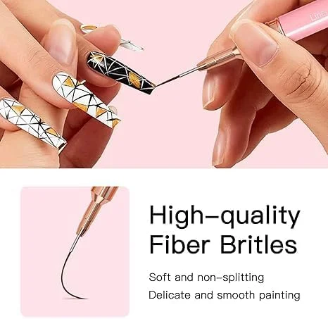 قلم طراحی ناخن فلزی تزویق، ست قلم موی خطوط ظریف، قلم طراحی هنر لاک ژل UV، مناسب برای خطوط بلند، جزئیات ظریف و نقاشی دقیق (صورتی، 5 عدد) قلم طراحی ناخن فلزی تزویق، ست قلم موی خطوط ظریف، قلم طراحی هنر لاک ژل UV، مناسب برای خطوط بلند، جزئیات ظریف و نقاشی دقیق (صورتی، 5 عدد)