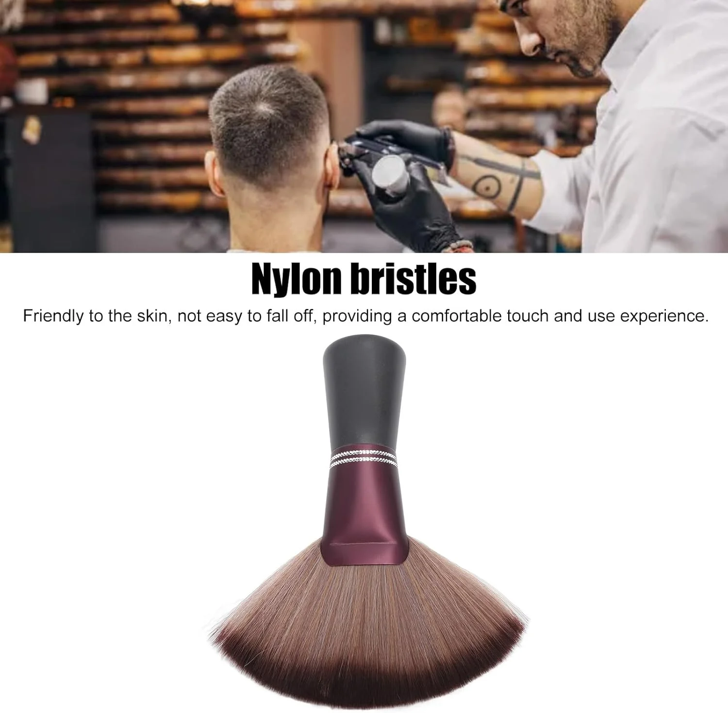 برس گردن شوی موی قابل حمل Cryfokt با نایلون نرم برای حمام، آرایشگاه، برس تمیز کننده آرایشگری، ابزار حالت دهنده مو