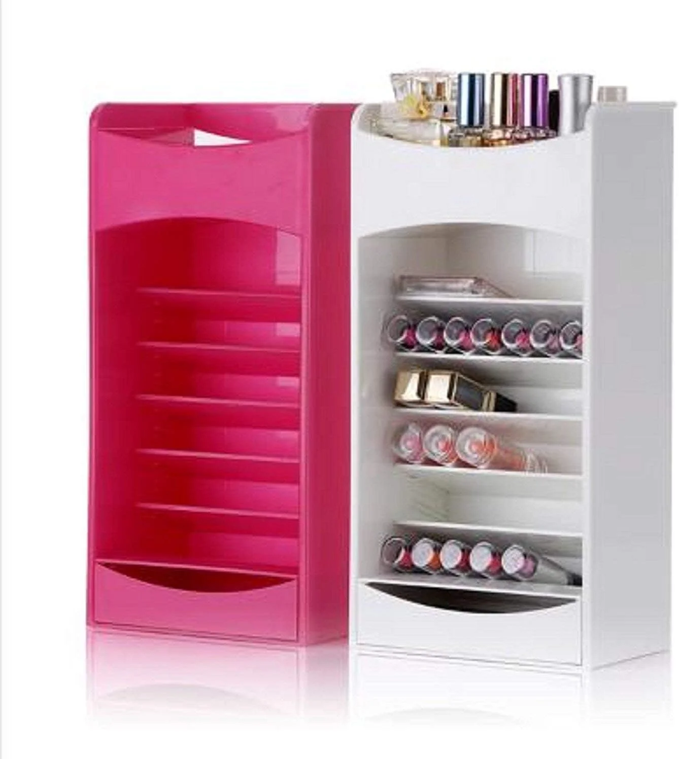 فیتو کاسمیک، استند لوازم آرایشی، چند لایه با قفسه قابل تنظیم، دارای کشو، مناسب برای لاک ناخن، رژ لب، براش