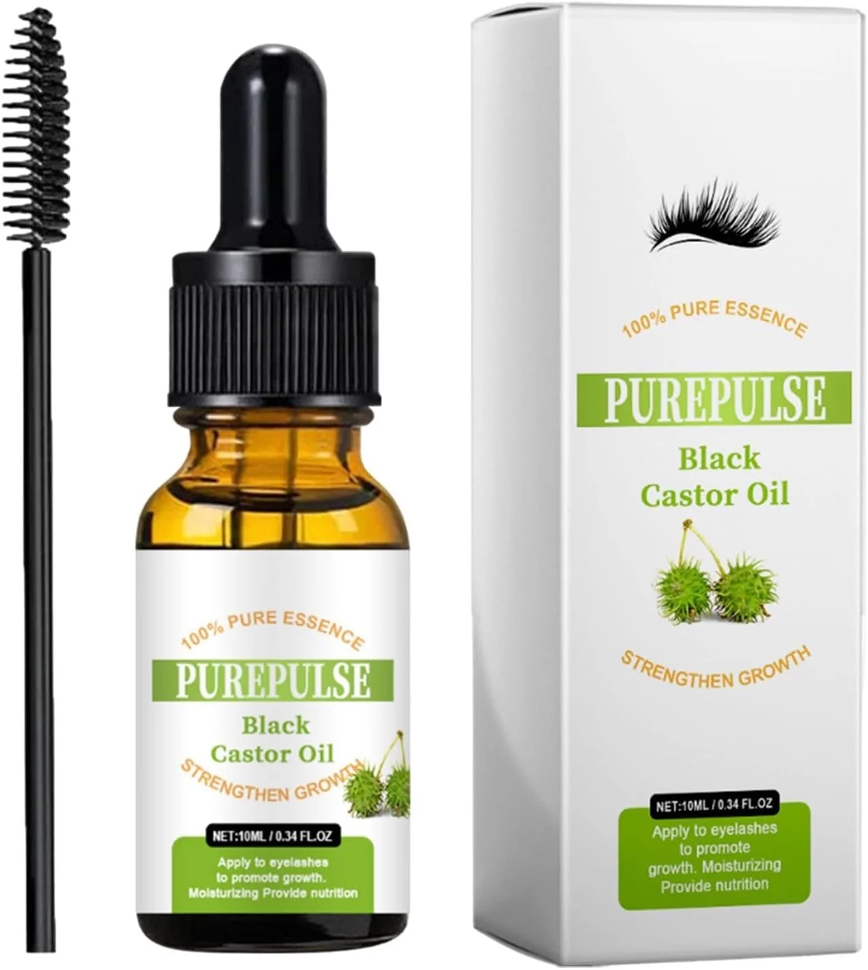 روغن کرچک ارگانیک برای مژه و ابرو، تقویت کننده مژه 10 میلی لیتری با برس اپلیکاتور، روغن رشد طبیعی برای موهای سالم، ناخن ها و حالت دهنده ابرو