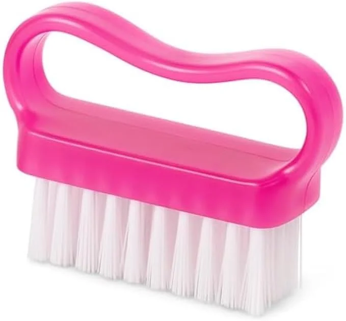 برس ناخن صورتی Fitto - ابزار تمیز کننده ناخن برای مانیکور و پدیکور، برس ناخن و کوتیکول، قابل شستشو و مناسب مسافرت