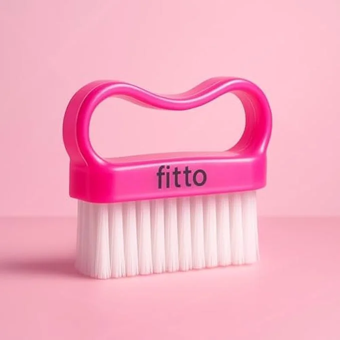 برس ناخن صورتی Fitto - ابزار تمیز کننده ناخن برای مانیکور و پدیکور، برس ناخن و کوتیکول، قابل شستشو و مناسب مسافرت