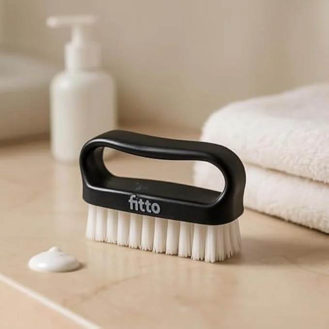 برس ناخن مشکی فیتو - ابزار تمیز کننده ناخن برای مانیکور و پدیکور، اسکراب کوتیکول، دسته بادوام