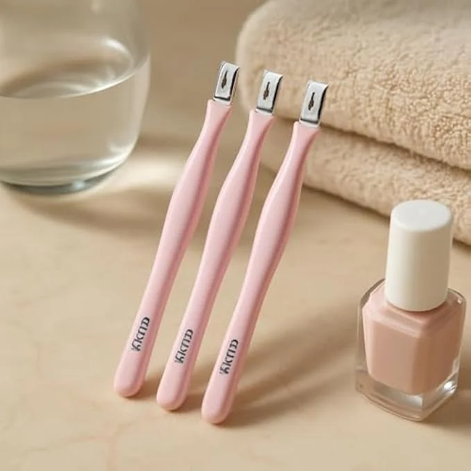 ست ۳ عددی چاقوی کوتیکول فیتو صورتی - ابزار مانیکور و پدیکور استیل ضد زنگ، پوشر کوتیکول برای مراقبت از ناخن