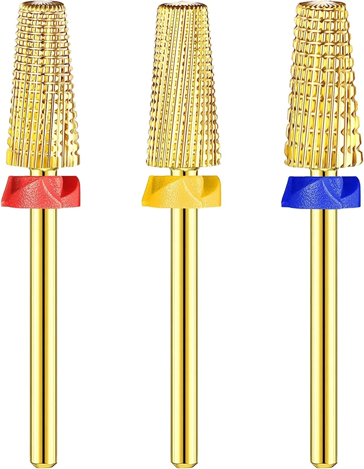 مته کاربیدی ناخن TERRIFI، قابل استفاده برای دست راست و چپ، مته ناخن 3/32 اینچی برای برداشتن سریع ژل اکریلیک ناخن، 3 عدد مته کاربیدی ناخن 5 در 1، مته ناخن مخروطی شکل چند منظوره