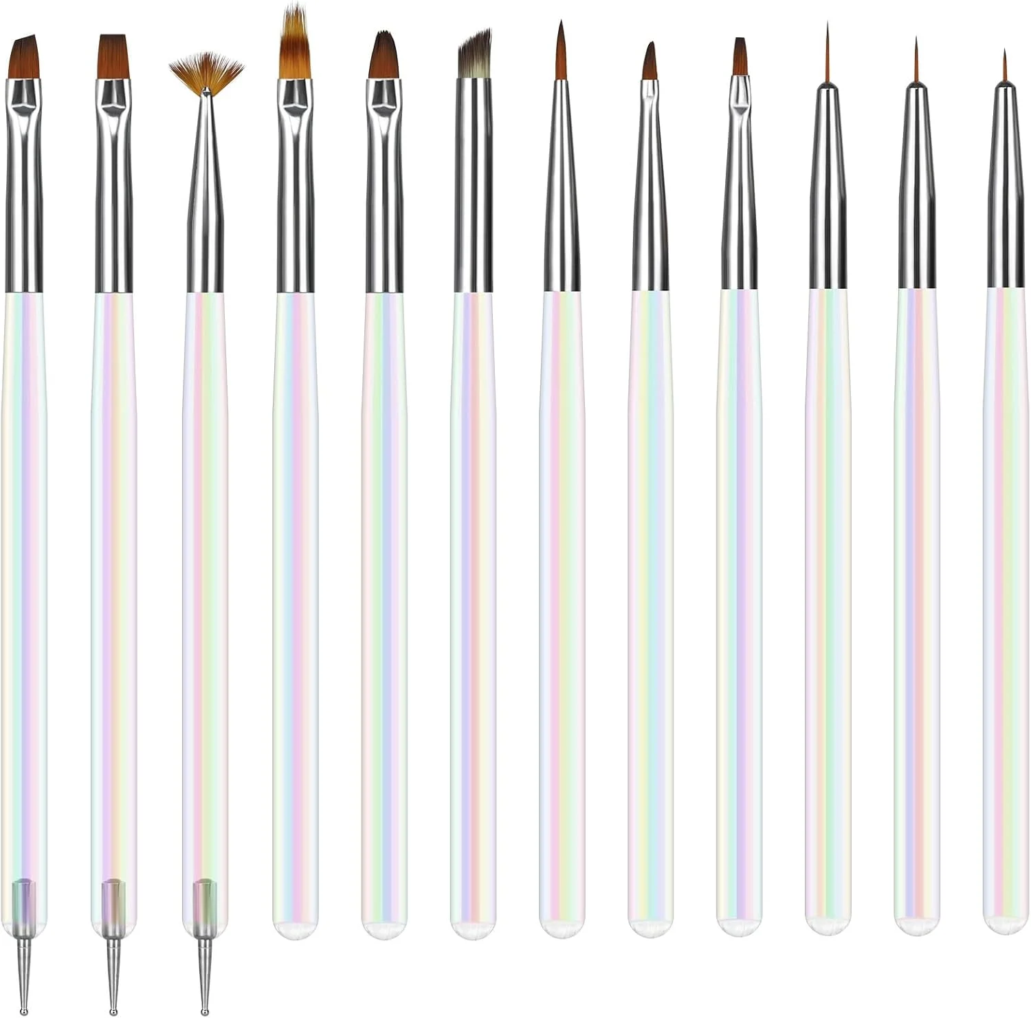 مجموعه ۱۲ عددی قلم طراحی ناخن Artdone، شامل قلم طراحی خطی و قلم نقطه گذاری، ابزار طراحی لاک ژل برای طراحی ناخن، شامل قلم ژل اکستنشن و ناخن های آکریلیک