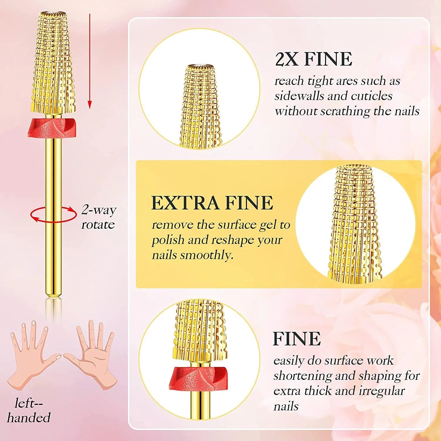 مته کاربیدی ناخن TERRIFI، قابل استفاده برای دست راست و چپ، مته ناخن 3/32 اینچی برای برداشتن سریع ژل اکریلیک ناخن، 3 عدد مته کاربیدی ناخن 5 در 1، مته ناخن مخروطی شکل چند منظوره مته کاربیدی ناخن TERRIFI، قابل استفاده برای دست راست و چپ، مته ناخن 3/32 اینچی برای برداشتن سریع ژل اکریلیک ناخن، 3 عدد مته کاربیدی ناخن 5 در 1، مته ناخن مخروطی شکل چند منظوره