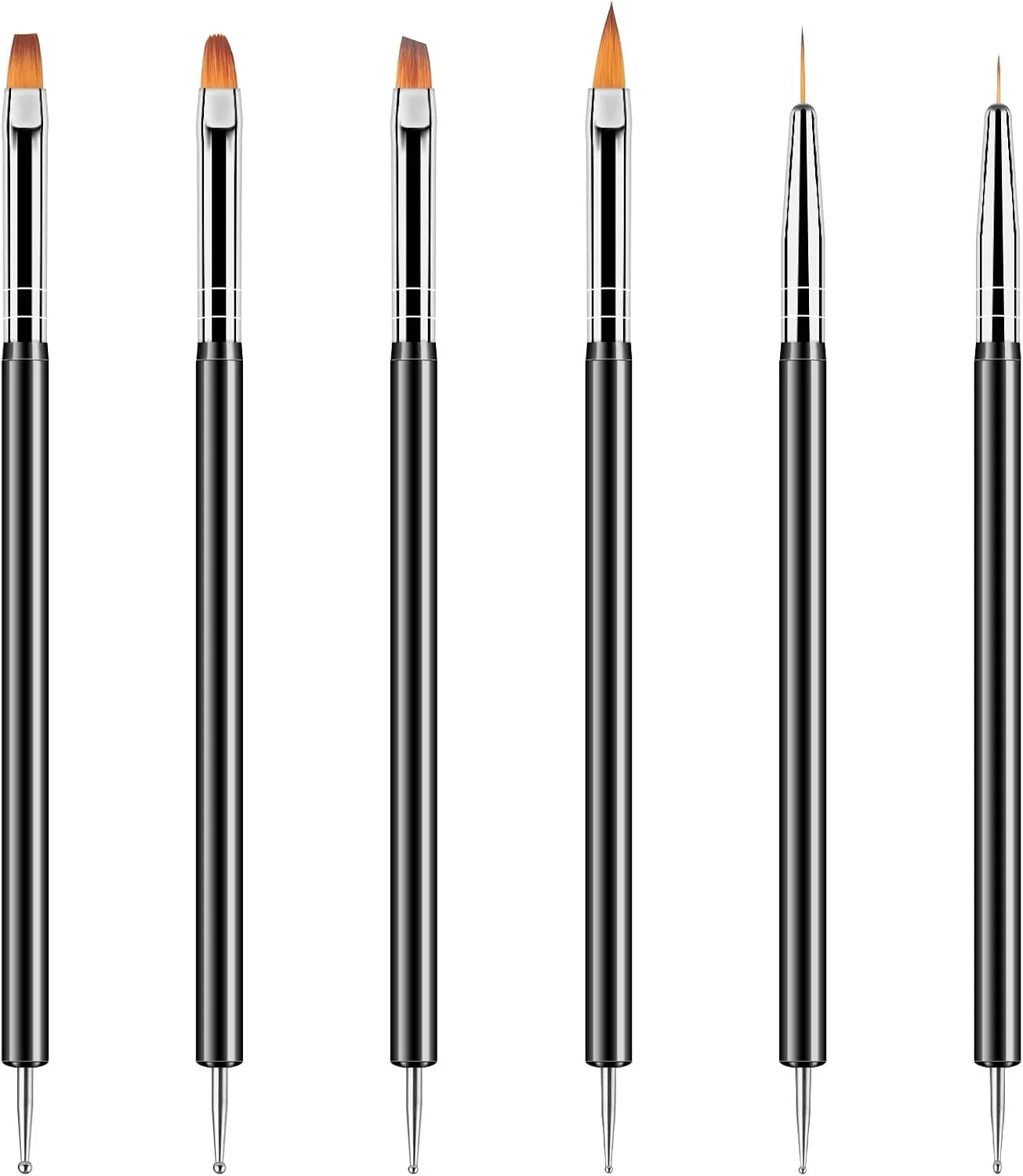 مجموعه ابزار طراحی ناخن Artdone شامل 6 قلم دو سر، برس طراحی ناخن، قلم طراحی لاک ژل، مناسب برای طراحی، نقاشی و ایجاد جزئیات ظریف