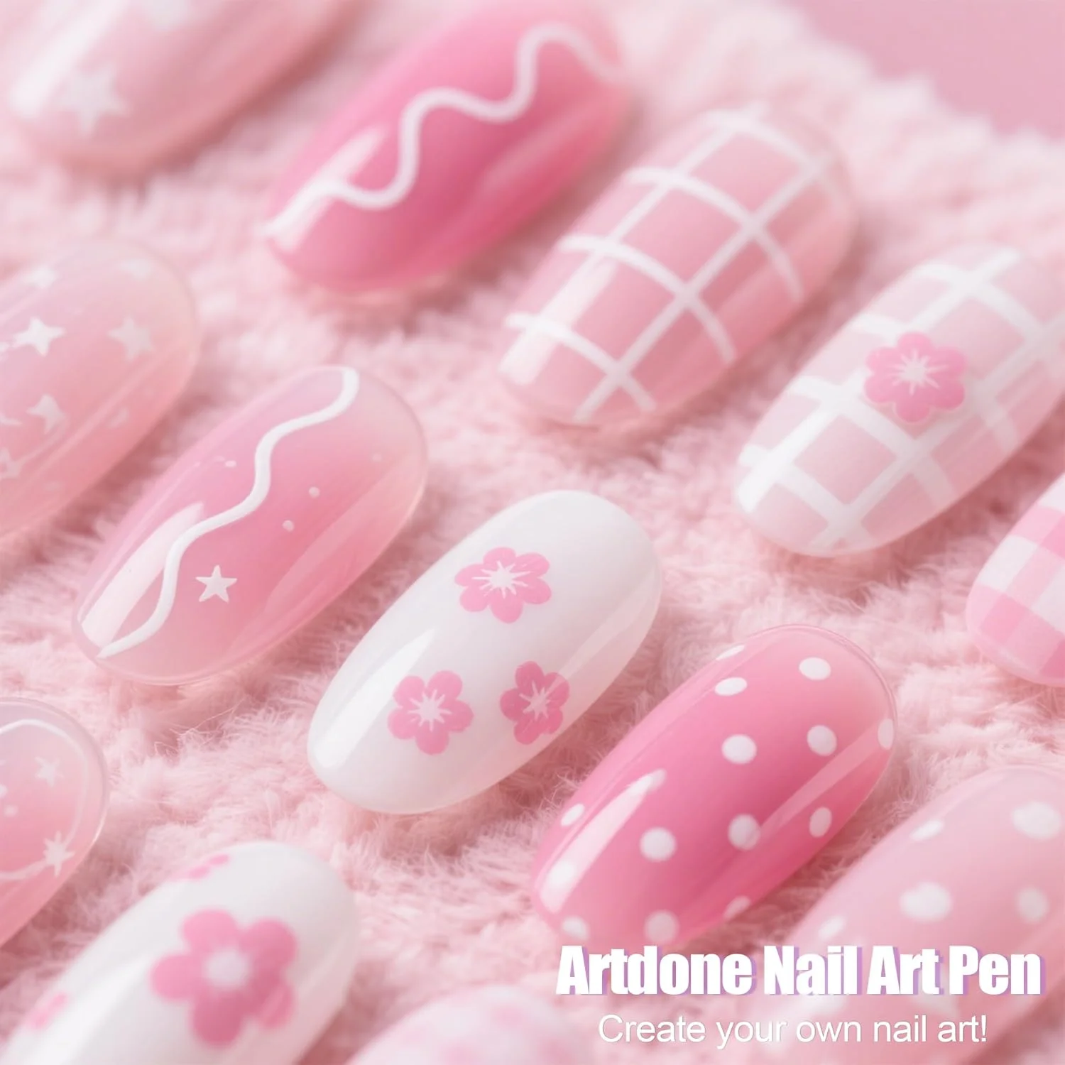 مجموعه ۳۸ عددی نوار طراحی ناخن Artdone به همراه قلم های طراحی ناخن، ابزار نقطه گذاری و برس های خطی برای طراحی جزئیات کوچک با لاک ژل