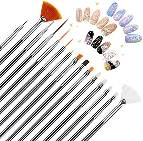 ست قلموهای طراحی ناخن Artdone، ست ابزار طراحی ناخن، ابزار نقطه گذاری ناخن، برس گردگیری ناخن، قلموهای نواری طراحی ناخن برای خطوط بلند، قلم طراحی ناخن برای طراحی ناخن…