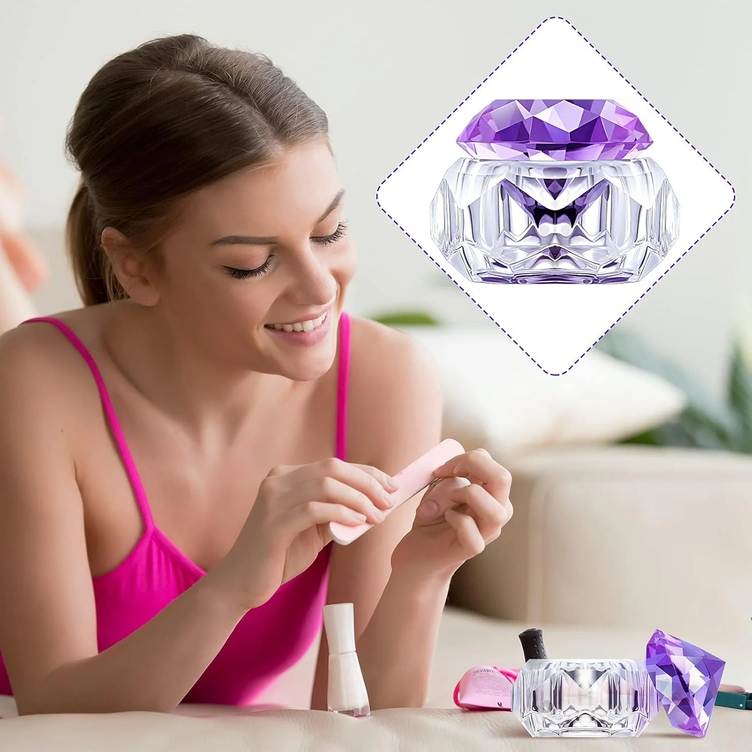 ظرف دیپن درب دار NALACAL، ظرف پودر مایع برای ناخن های اکریلیک، کاسه کریستالی، ظرف شیشه ای، پایه نگهدارنده ناخن، فنجان برای ابزار مراقبت از مانیکور ناخن DIY