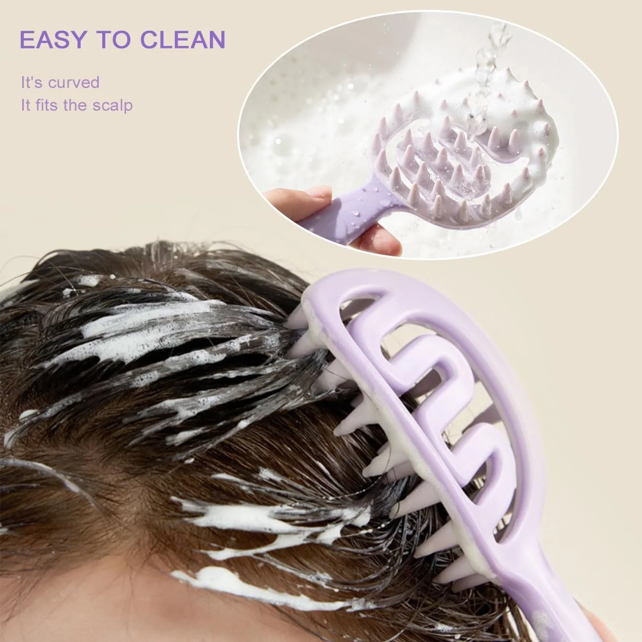 برس شامپو سر NALACAL، برس باز کننده گره موی خشک و مرطوب با تهویه، برس مراقبت از پوست سر، برس شامپو موی نرم برای لایه برداری پوست سر و رفع شوره سر (بنفش)