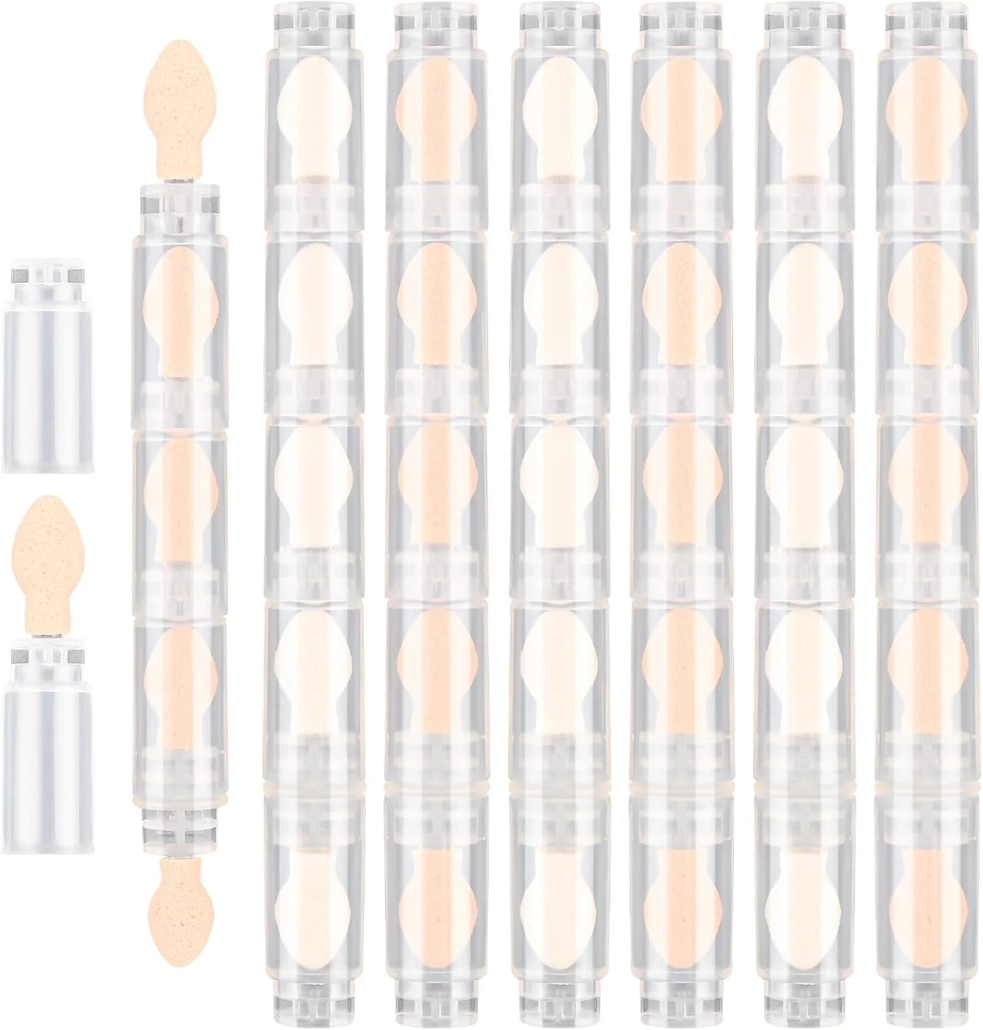 براش های اسفنجی 5 قسمتی، اپلیکاتورهای آرایشی قابل حمل و جداشدنی، چوب های ترکیب کننده برای سایه چشم، کانسیلر، فونداسیون، ست ابزار آرایشی چند منظوره، 6 عدد