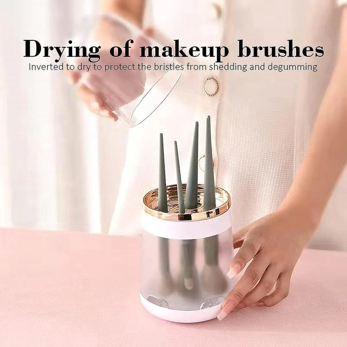 نگهدارنده برس آرایشی KASTWAVE، جعبه نگهداری برس های آرایشی، سازمان دهنده برس های آرایشی جداشدنی، جعبه نمایش لوازم آرایشی با دریچه برای خشک کردن، ضد آب و ضد گرد و غبار