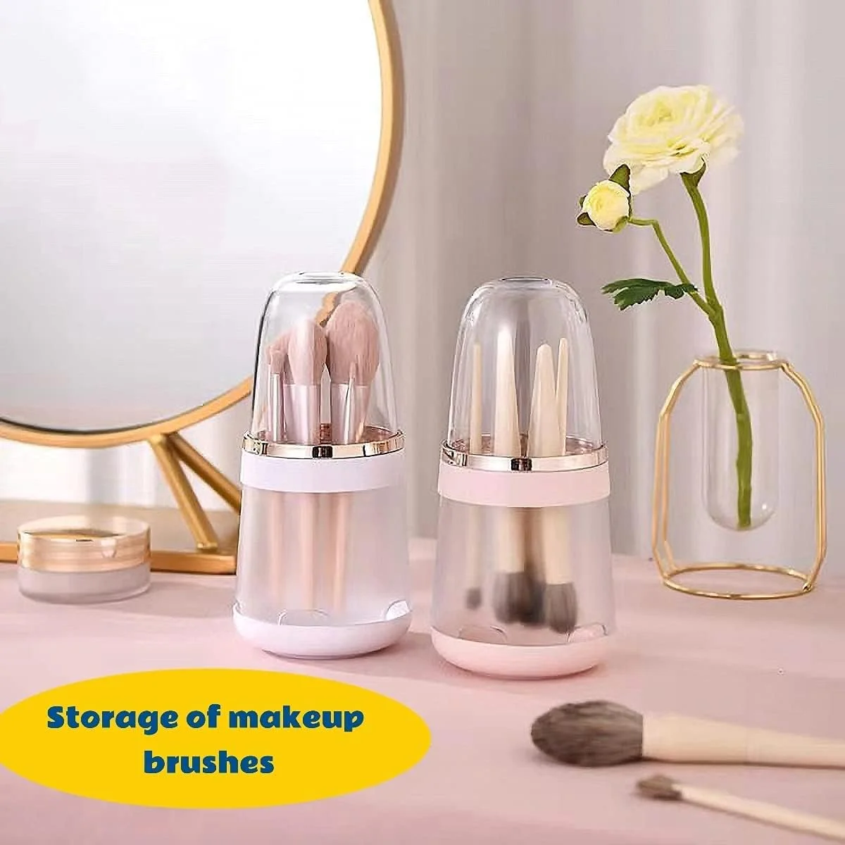 نگهدارنده برس آرایشی KASTWAVE، جعبه نگهداری برس های آرایشی، سازمان دهنده برس های آرایشی جداشدنی، جعبه نمایش لوازم آرایشی با دریچه برای خشک کردن، ضد آب و ضد گرد و غبار