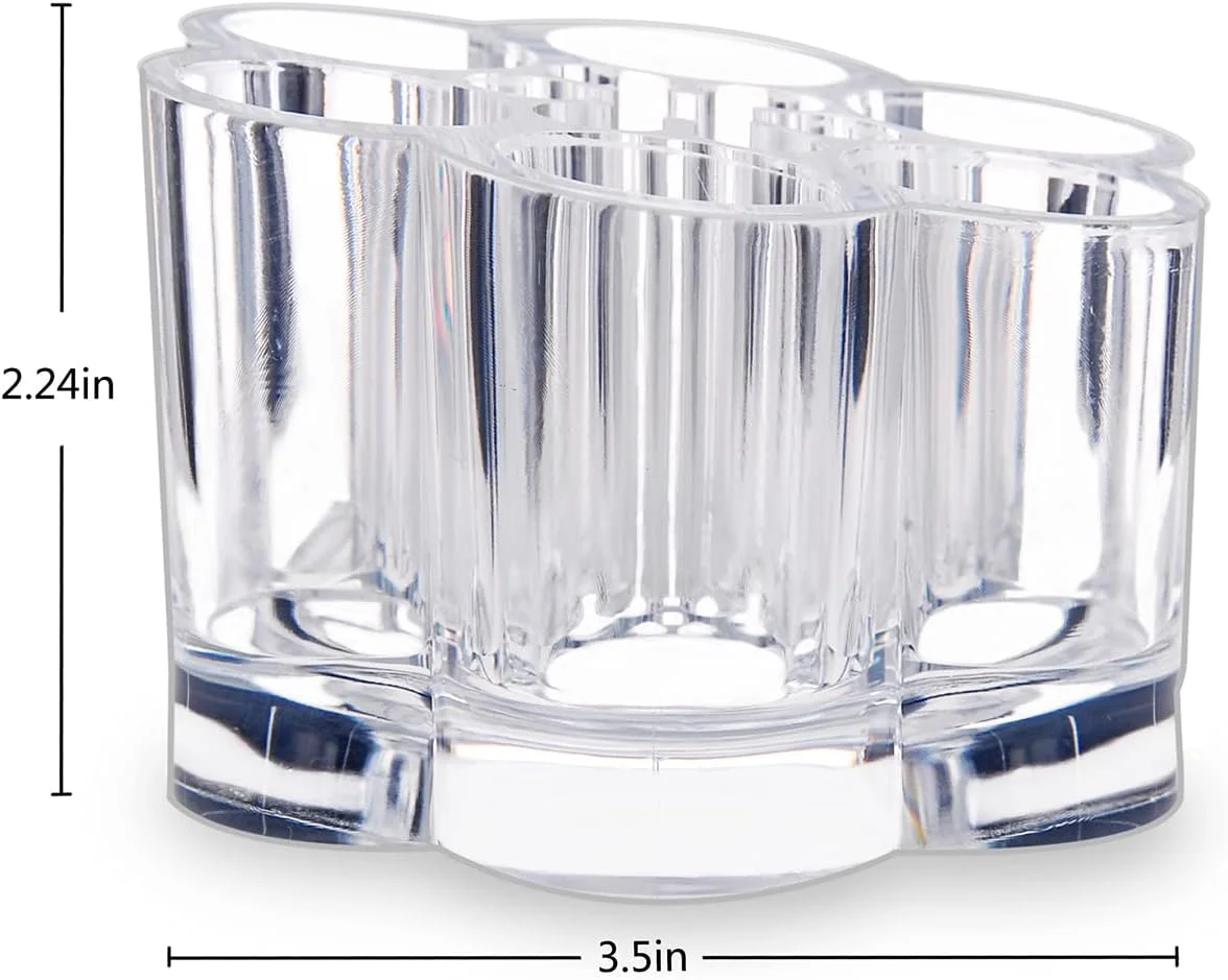 نگهدارنده رژ لب اکریلیک KASTWAVE، 2 عدد جا رژ لب کوچک گلدار شفاف جمع و جور، براق کننده لب، خط لب، سازمان دهنده برس ناخن با 12 اسلات