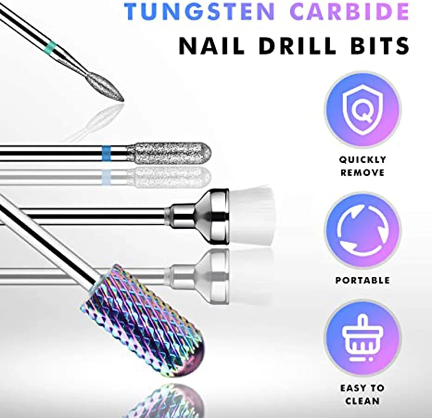 مجموعه سر سوهان ناخن KASTWAVE - سر سوهان برای سوهان ناخن، سر سوهان برقی برای ناخن های اکریلیک 10 عددی 3/32 اینچی ابزار مانیکور