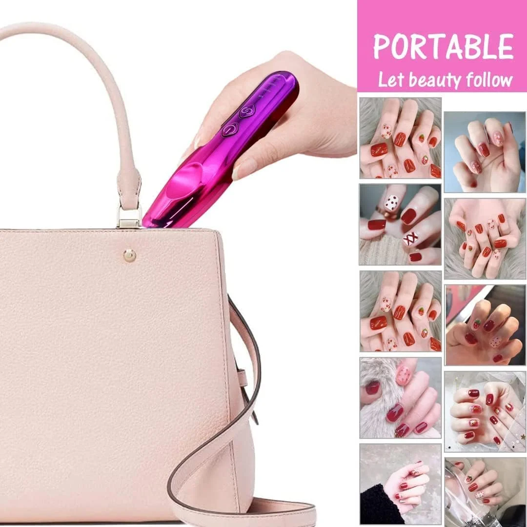 ست دریل ناخن برقی شارژی حرفه ای برای ناخن های اکریلیک، ست دستگاه دریل ناخن قابل حمل برای مانیکور پدیکور، سبک و قابل شارژ، ست سوهان برقی با سر دریل ناخن، نوارهای سمباده و برس گرد و غبار