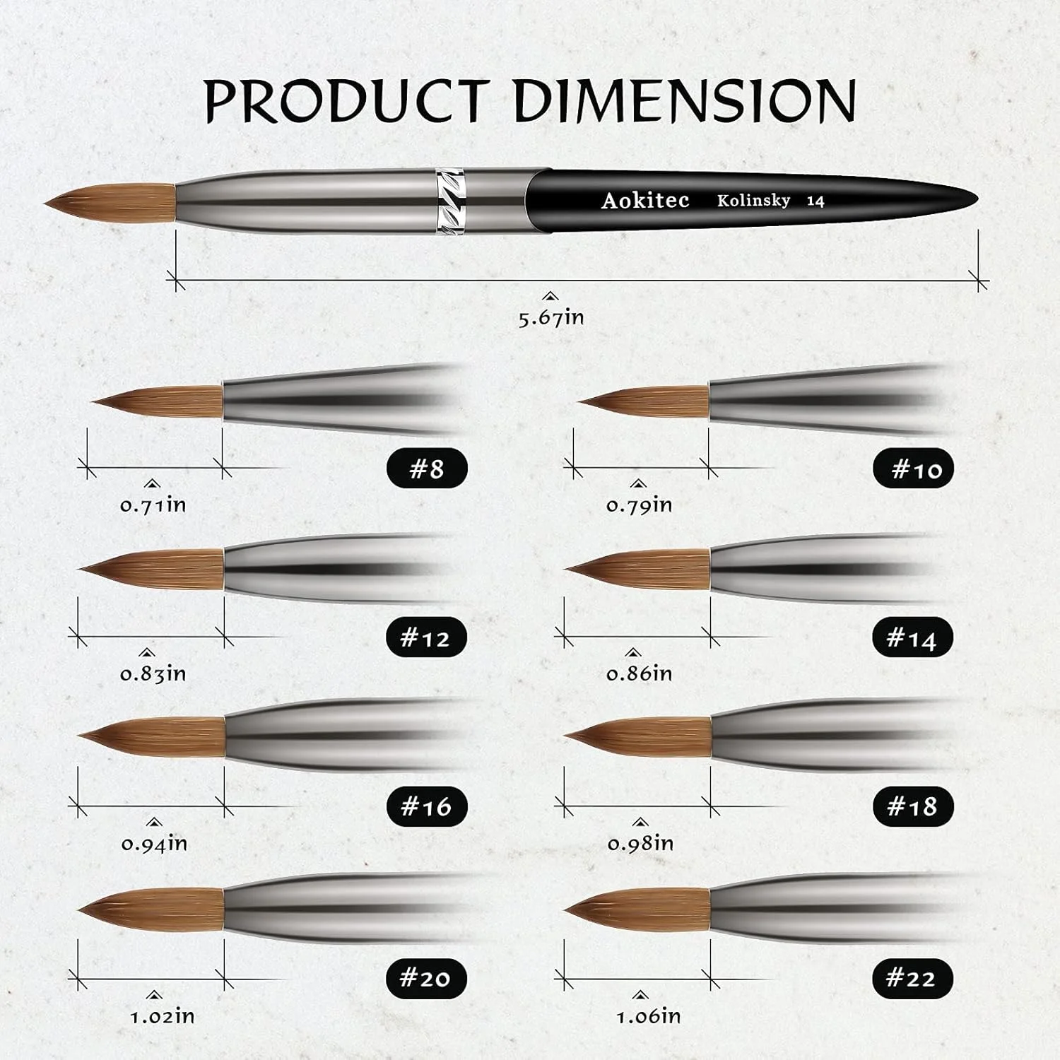 قلم موی کاشت ناخن اکریلیک KASTWAVE، قلم موی بیضی شکل سمور با دسته چوبی، ابزار مانیکور برای استفاده از اکریلیک، مشکی قلم موی کاشت ناخن اکریلیک KASTWAVE، قلم موی بیضی شکل سمور با دسته چوبی، ابزار مانیکور برای استفاده از اکریلیک، مشکی