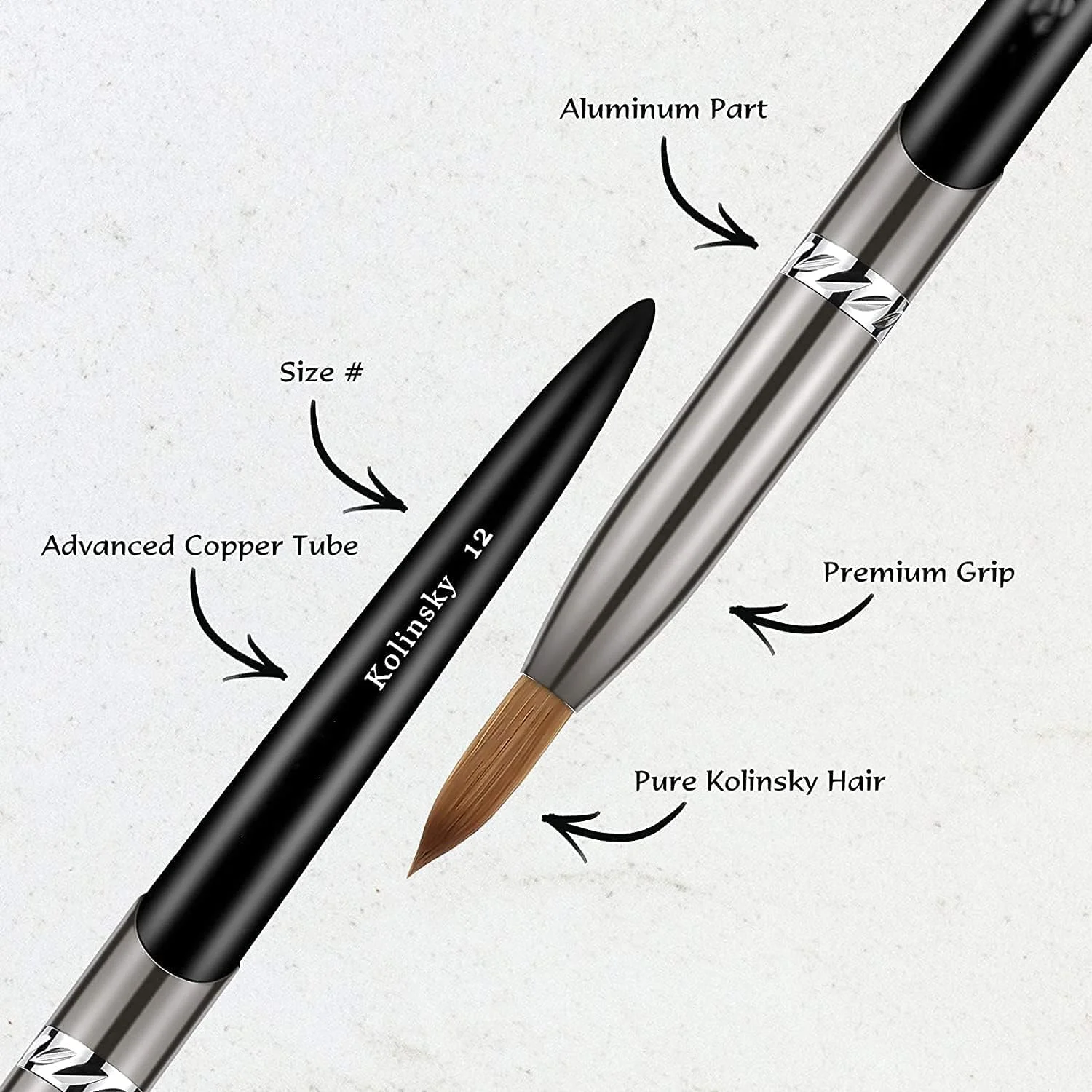 قلم موی کاشت ناخن اکریلیک KASTWAVE، قلم موی بیضی شکل سمور با دسته چوبی، ابزار مانیکور برای استفاده از اکریلیک، مشکی قلم موی کاشت ناخن اکریلیک KASTWAVE، قلم موی بیضی شکل سمور با دسته چوبی، ابزار مانیکور برای استفاده از اکریلیک، مشکی