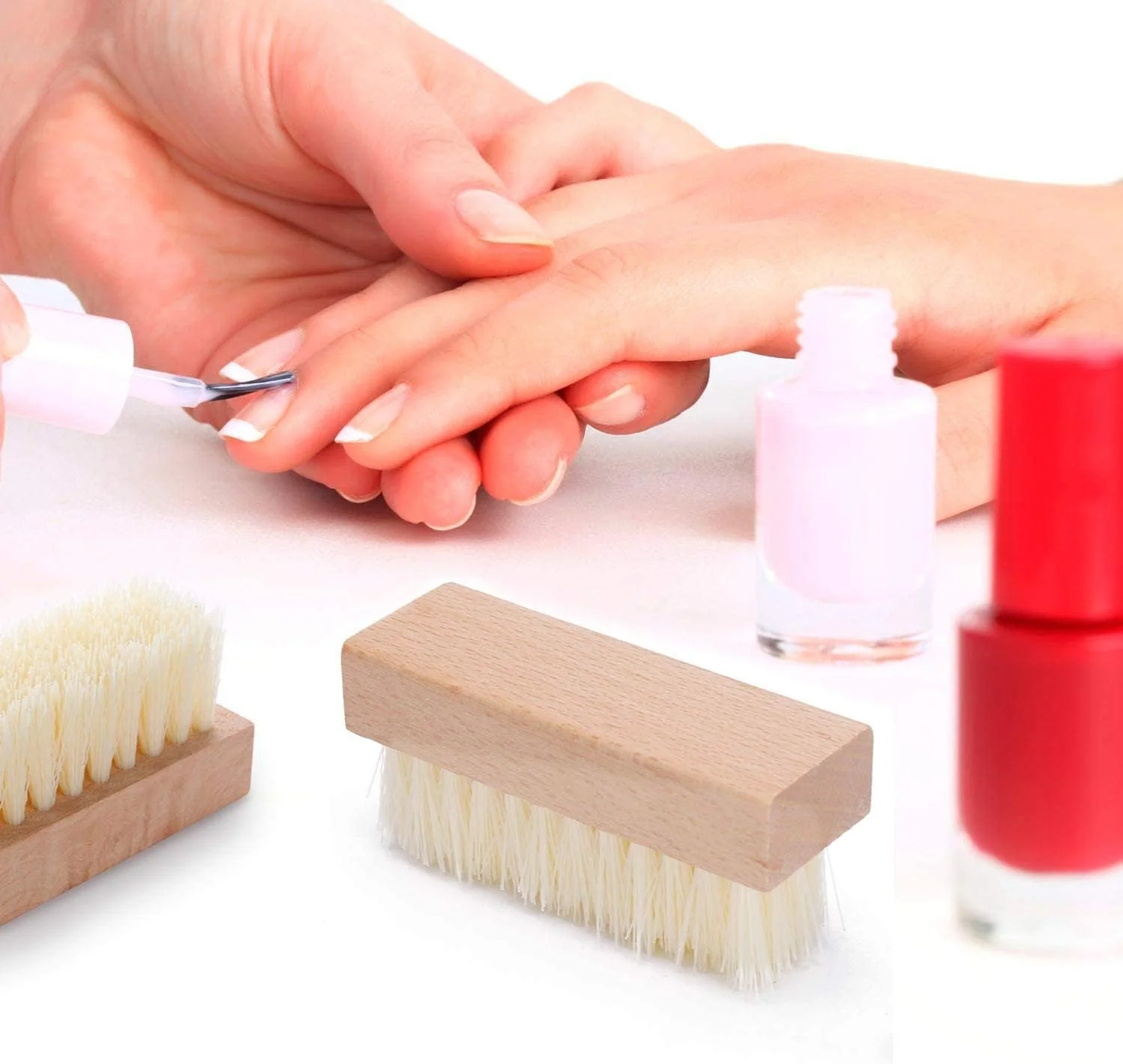 KASTWAVE برس ناخن 4 عددی چوبی ضد لغزش برس دستی برای تمیز کردن ناخن انگشتان دست و پا